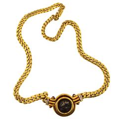 Bulgari Ancient Coin Diamond Gold Necklace