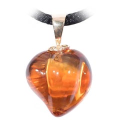 Naomi Sarna Carved Citrine Heart Pendant