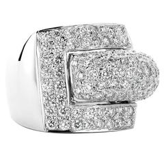 Modern Diamond gold Domed Buckle Ring