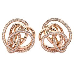 half diamond version diamond Gold Camelia Earrings