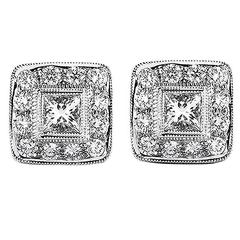 diamond gold Square Stud Earrings