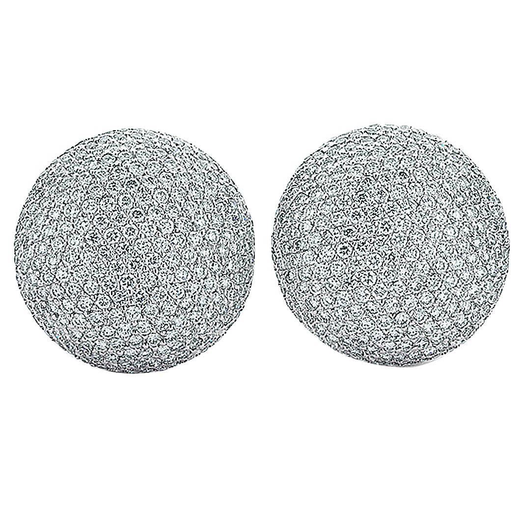 Pavé Diamond gold button Stud Earrings For Sale