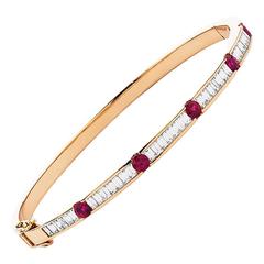 Ruby gold Birthstone Bangle in small Size 5