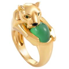 Used Cartier Panthere Onyx Emerald Gold Ring