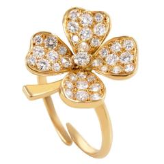 Vintage Fred of Paris diamond Gold 4-Leaf Clover Ring