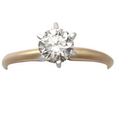 0.68Ct Diamond & 14k Yellow Gold, 14k White Gold Set Solitaire Ring - Vintage 11