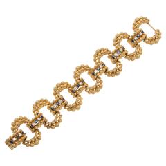 Bold Sapphire Diamond Gold Link Bracelet