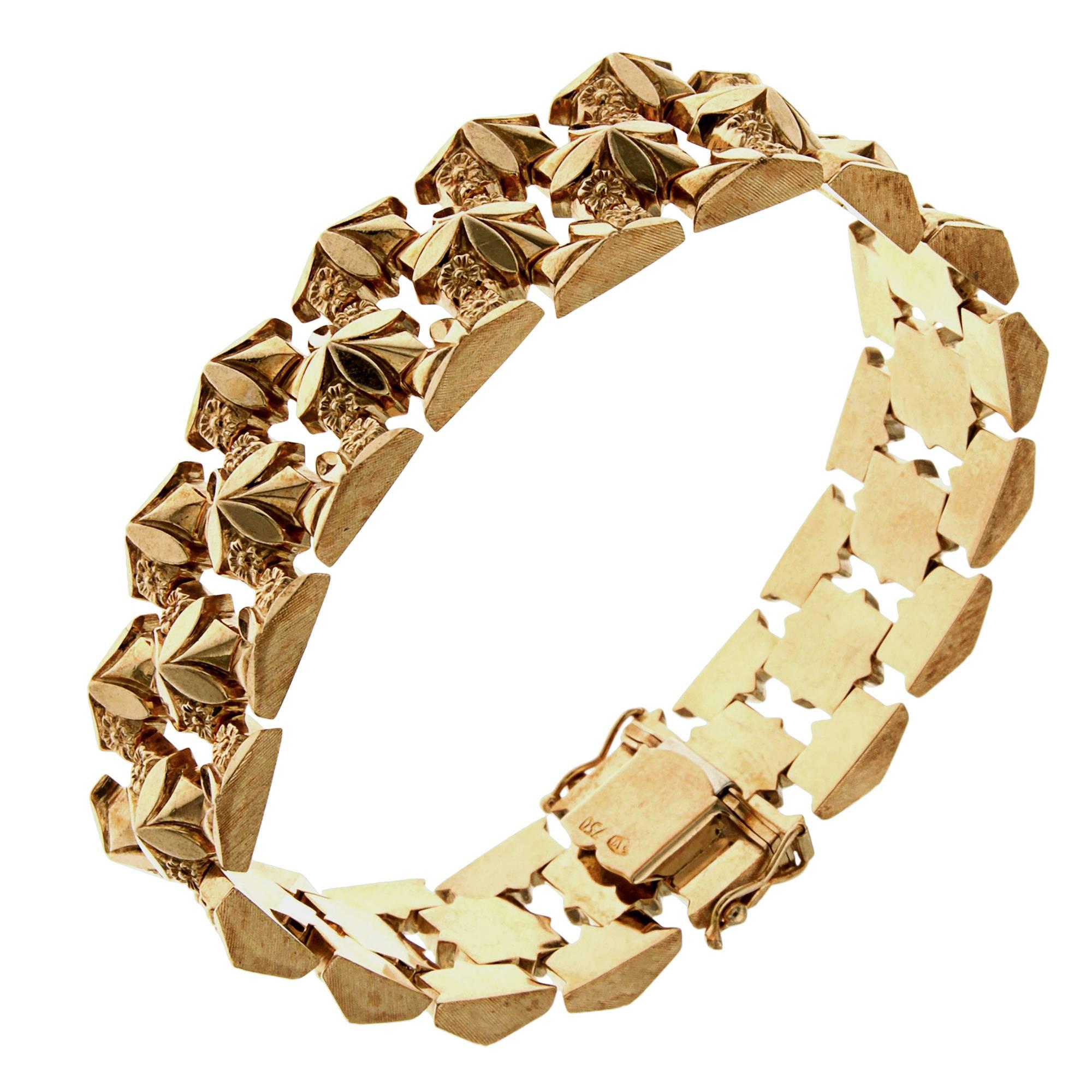 Bracelet à maillons antique en or rose 18 carats fabriqué en Italie