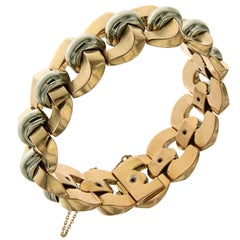 Antique 18 Kt White Rose Gold Link Bracelet
