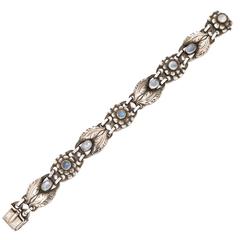 1940s Georg Jensen moonstone silver link Bracelet 