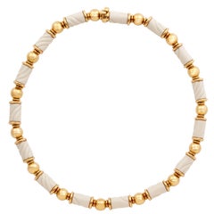 Vintage Bulgari Chandra Porcelain Gold Beaded Necklace