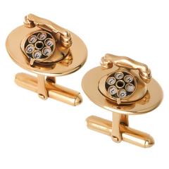Vintage 1950s Yellow Gold Telephone Cuff links 