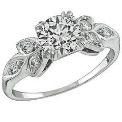Antique GIA Cert 1 Carat Diamond Platinum Engagement Ring