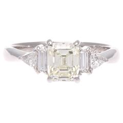 Emerald Cut Diamond Platinum Engagement Ring