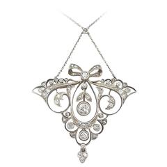 1.65Ct Diamond and 14k Yellow Gold Pendant - Antique Austrian Circa 1920 6