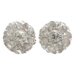 2.32Ct Diamond & 18k Yellow Gold, Silver Set Cluster Earrings - Antique