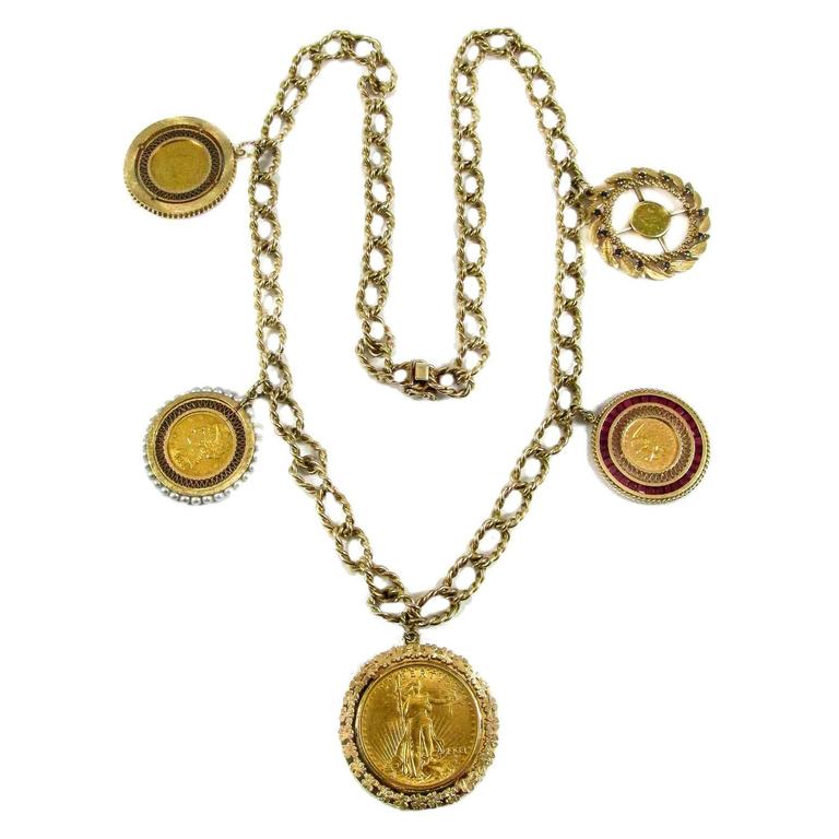 Impressive United States Heavy Gold Coin Chain Necklace at 1stDibs