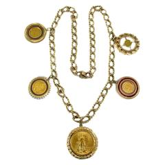 Retro Impressive United States Heavy Gold Coin Chain Necklace