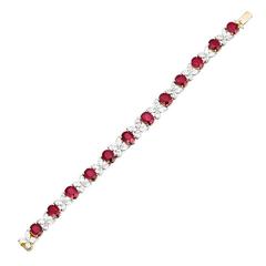 22.85 Carat Untreated Burma Rubies Diamond Gold Platinum Bracelet 8