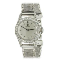 Omega Lady's Platinum Diamond Dress Wristwatch 