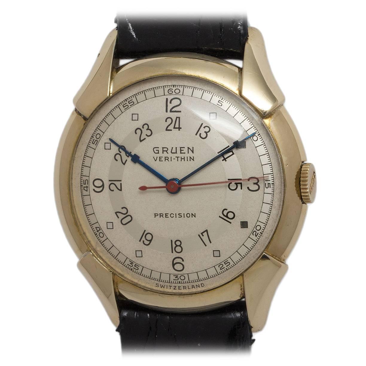 Gruen Yellow Gold Filled Veri-Thin Precision Pan American Wristwatch