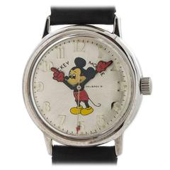 Vintage Helbros Stainless Steel Mickey Mouse Wristwatch 