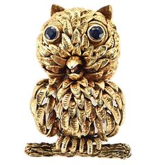 1950s Gold Owl Brooch