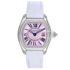 Cartier Lady's Stainless Steel Pink Dial Roadster Quartz Wristwatch