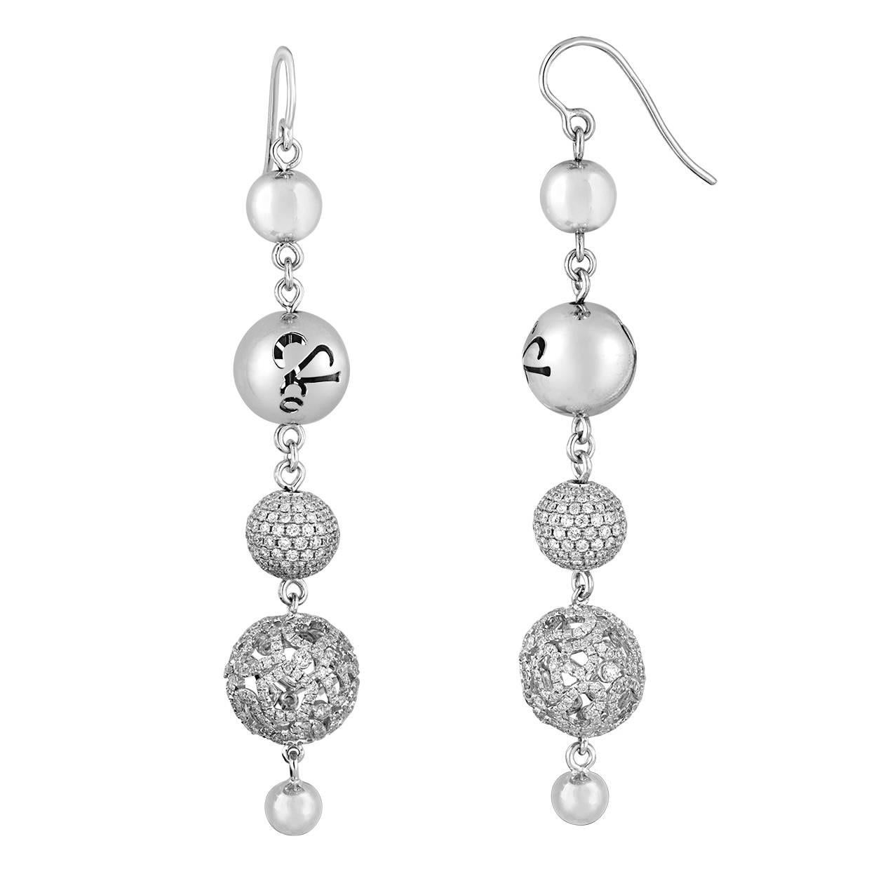 Jacob & Co. 4.64 Carats Diamond Gold Lace Ball Drop Earrings For Sale