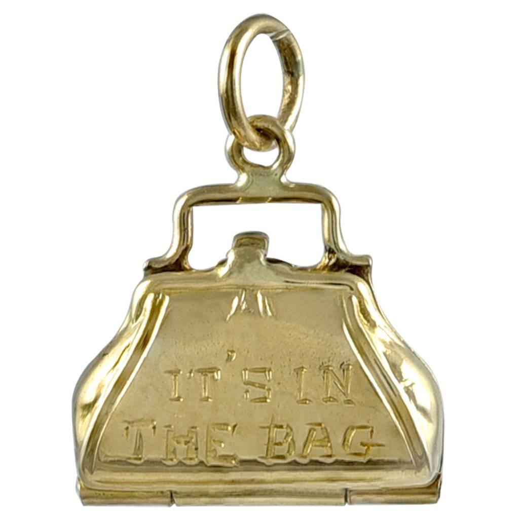 It's In The Bag Gold Purse Charm For Sale