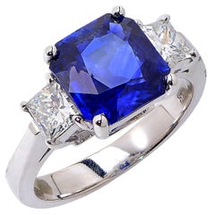 3.22 Carat Sapphire Diamond Gold Ring