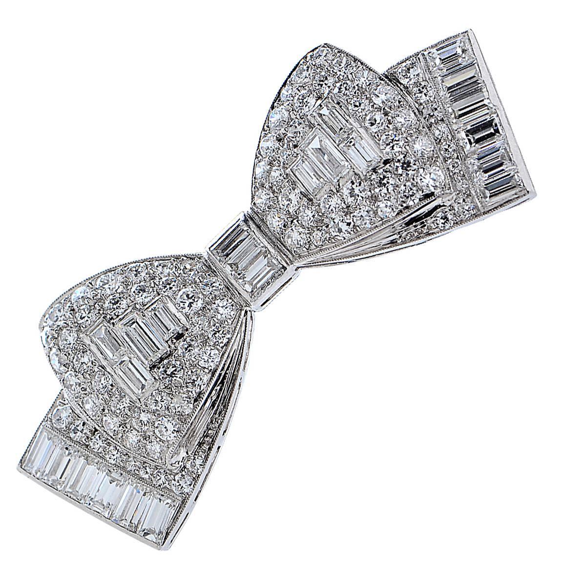 Tiffany & Co. Diamond Platinum Bow Pin