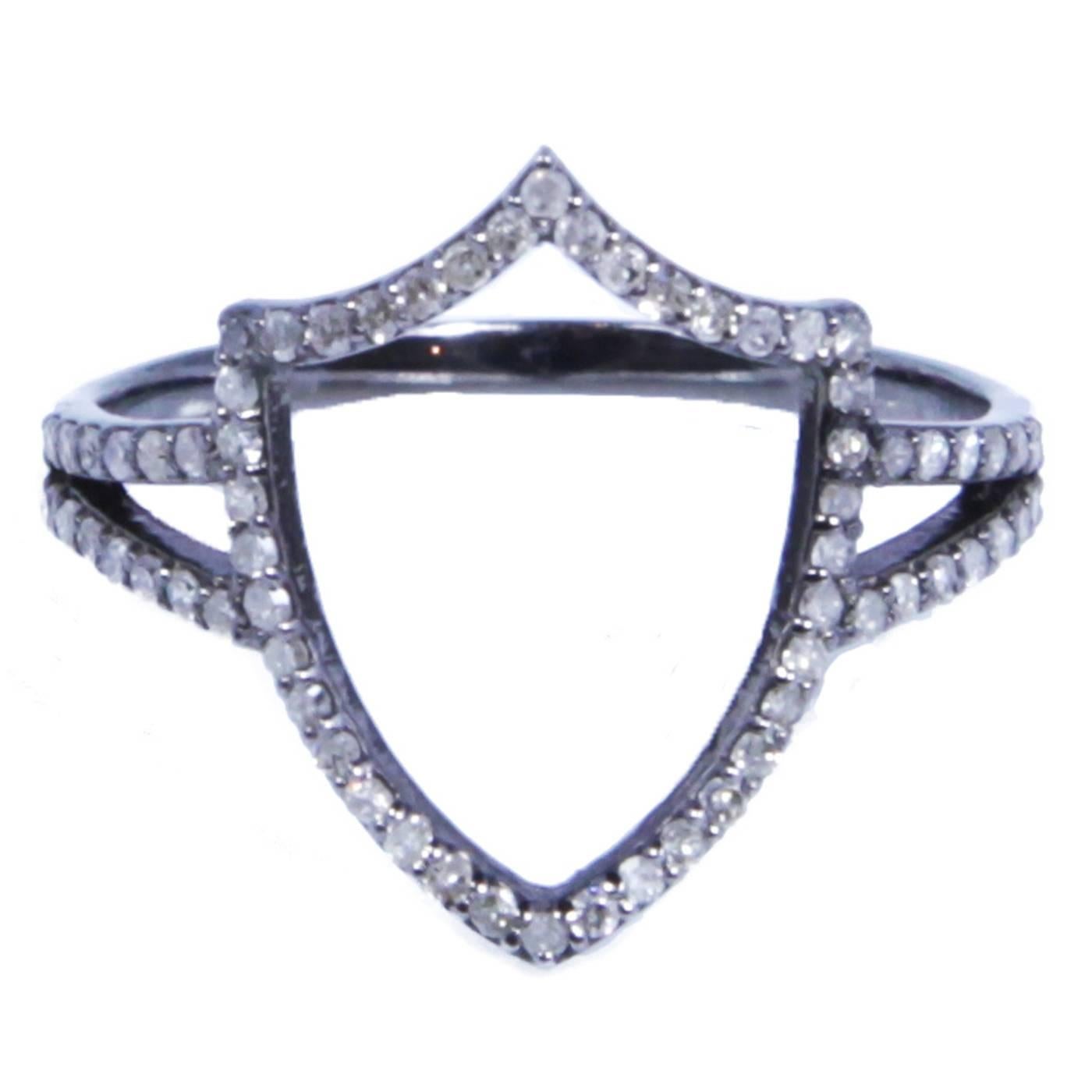 Insignia Renaissance Shield Diamond Ring For Sale