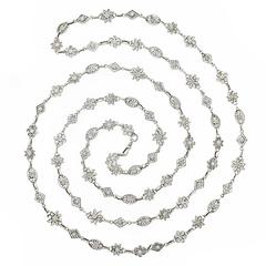 62 Inch Antique Silver Filigree Necklace