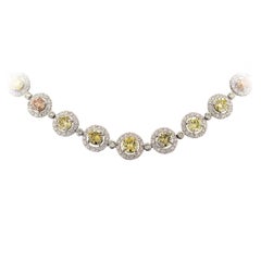 Vivid Diamonds 26.03 Carat GIA Graded Fancy Color Diamond Platinum Necklace