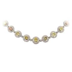 GIA Cert Fancy Color Diamond Platinum Necklace 12