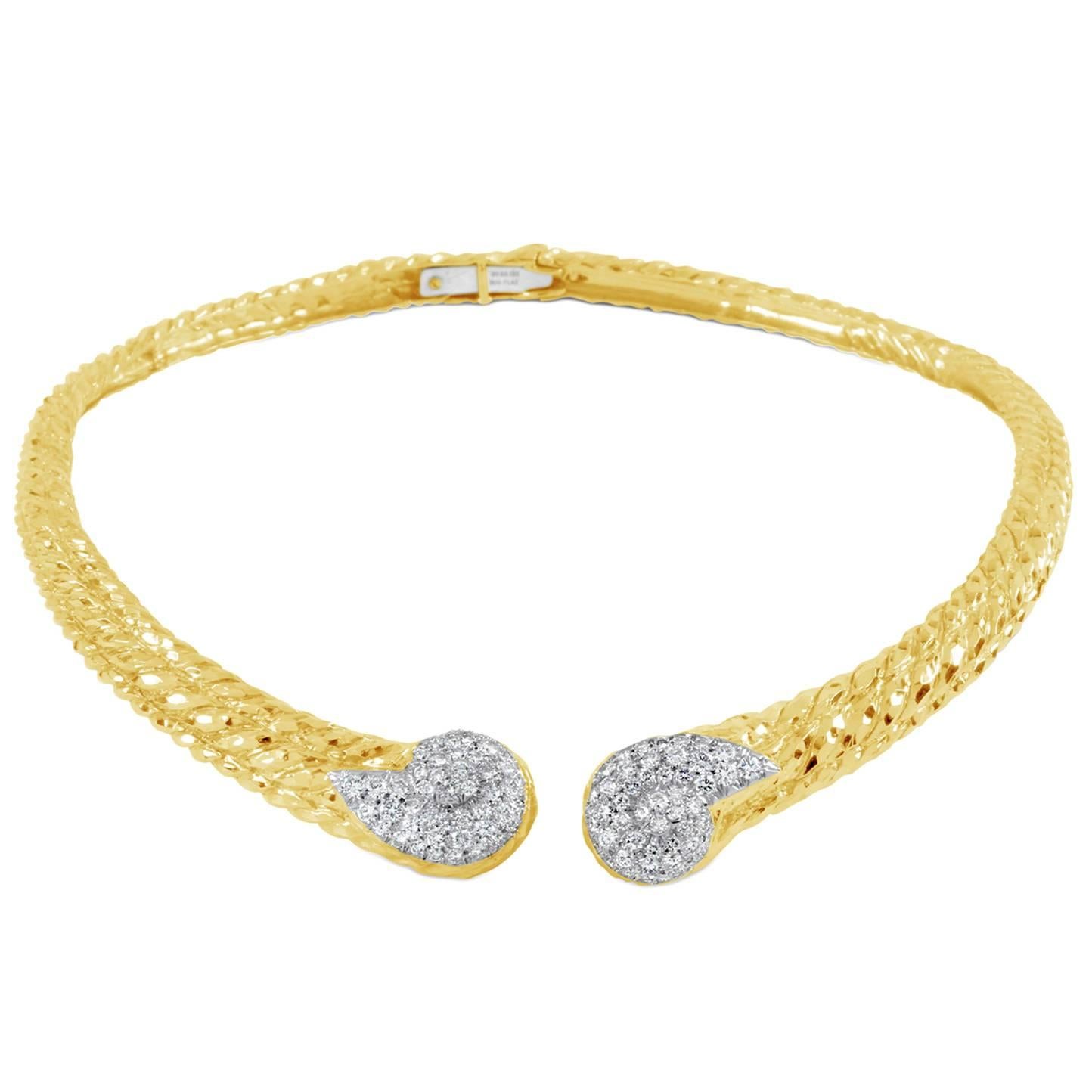 David Webb Diamond Gold Platinum Collar Necklace For Sale