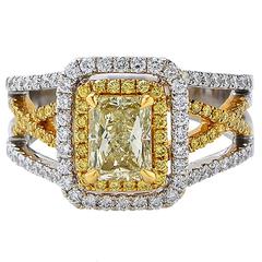 1.11 Carat GIA Cert Fancy Color Diamond Gold Ring 12