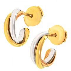 Retro Cartier Three Color Gold Trinity Earrings Minis