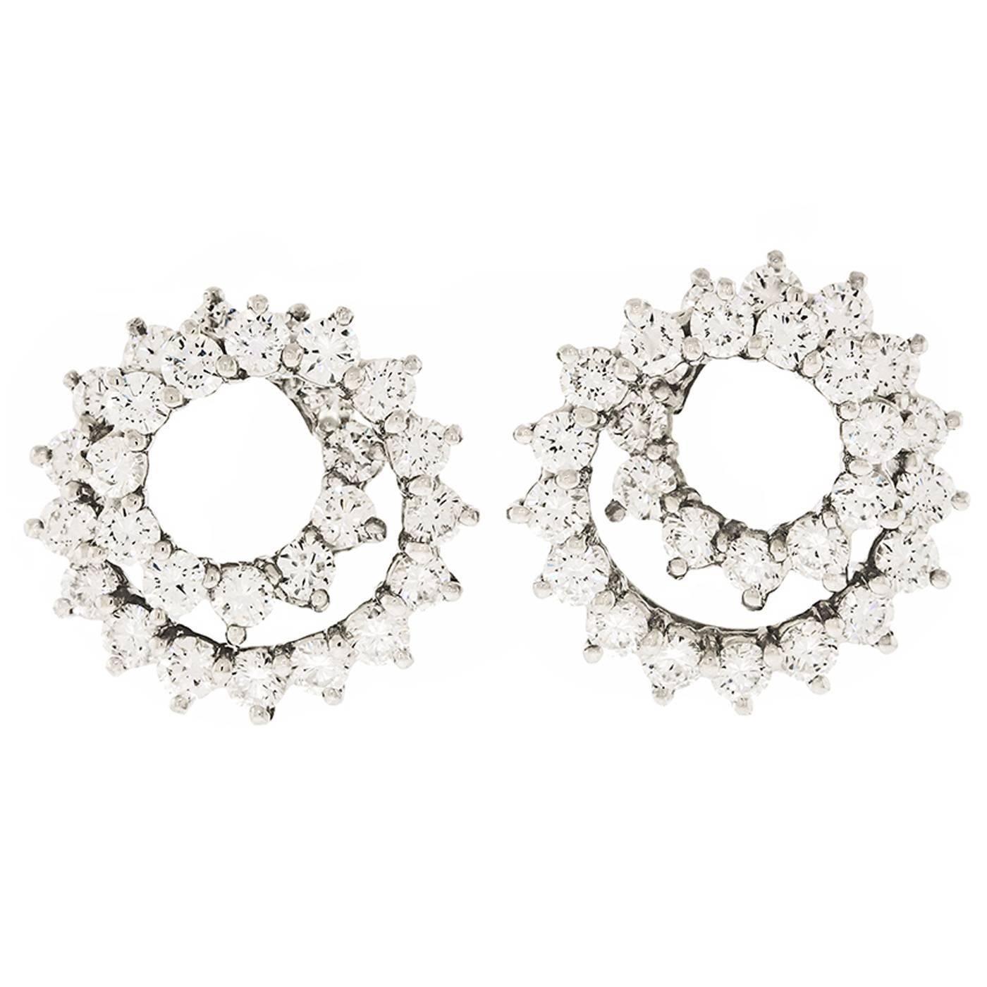 Tiffany & Co. Diamond Set Swirl Earrings in Platinum