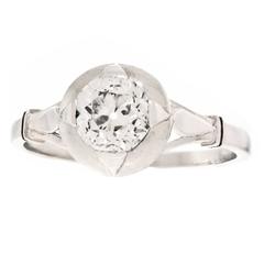 French Art Deco .85 Carat Diamond Platinum Engagement Ring