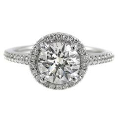 1.21 Carat Diamond Halo Platinum Engagement Ring 4
