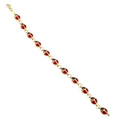 Vintage Enamel Gold Ladybug Link Bracelet