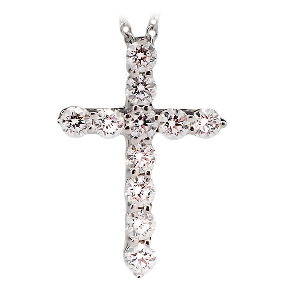 Tiffany & Co. Diamond Platinum Cross Pendant Necklace 