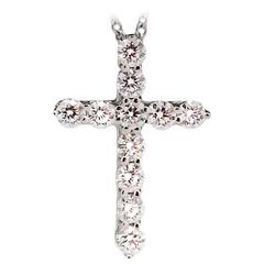 Tiffany & Co. Diamond Platinum Cross Pendant Necklace 