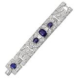 Cartier Art Deco Sapphire Diamond Platinum Link Bracelet