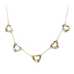 Tiffany & Co. Elsa Peretti Five Hearts Gold Necklace 