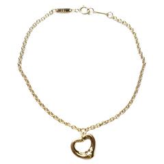 Tiffany & Co Elsa Peretti Yellow Gold Open Heart Charm Bracelet