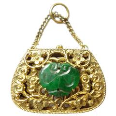 Antique Jade Gold Purse Charm