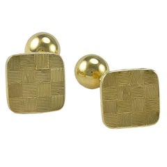 Retro Tiffany & Co. Basket Weave Gold Cufflinks
